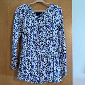 LANE BRYANT SIZE 12 PURPLE WHITE BLACK TUNIC EUC